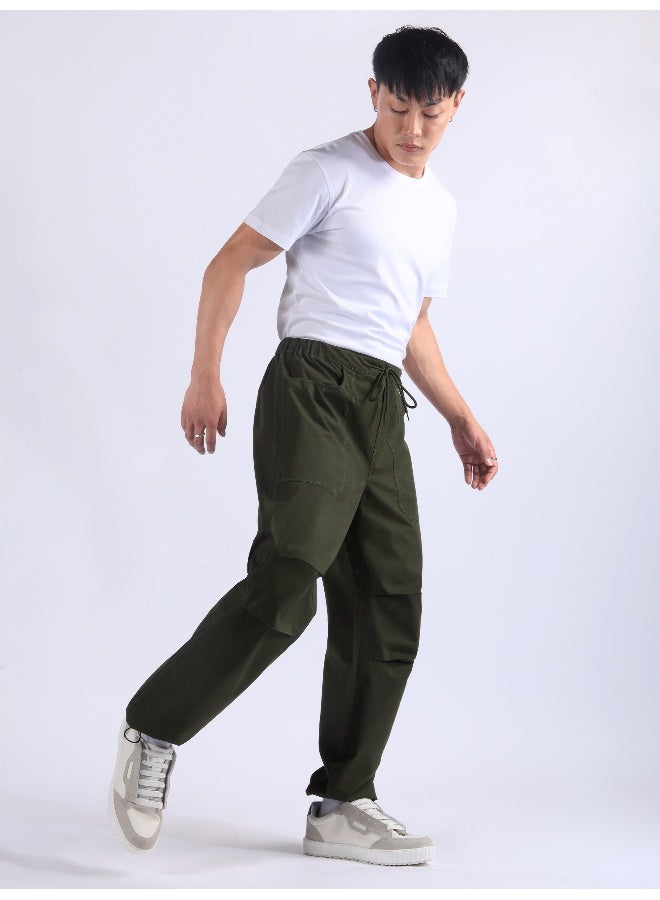 Beyoung Army Green Double Pleated Cargo Joggers - Image 5
