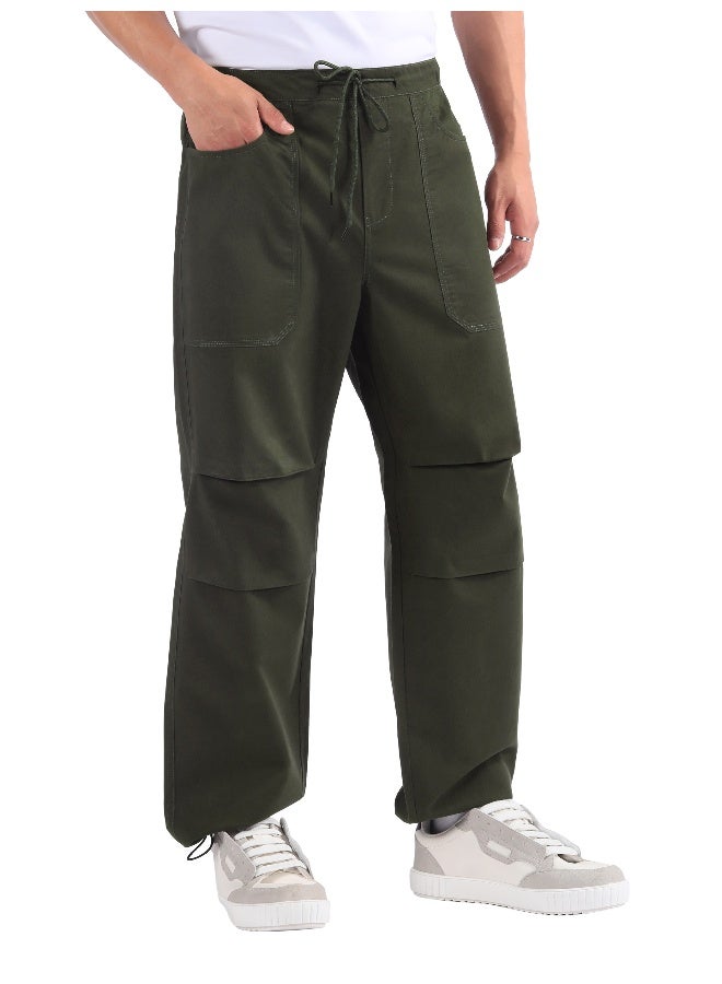 Beyoung Army Green Double Pleated Cargo Joggers - Image 2