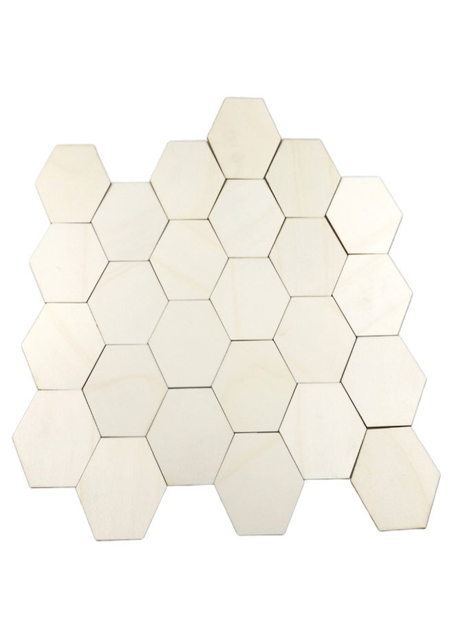 25Pcs Hexagon Wood Slices Polished P-endant Blank Name Labels for Wedding Party Decoration - Image 4