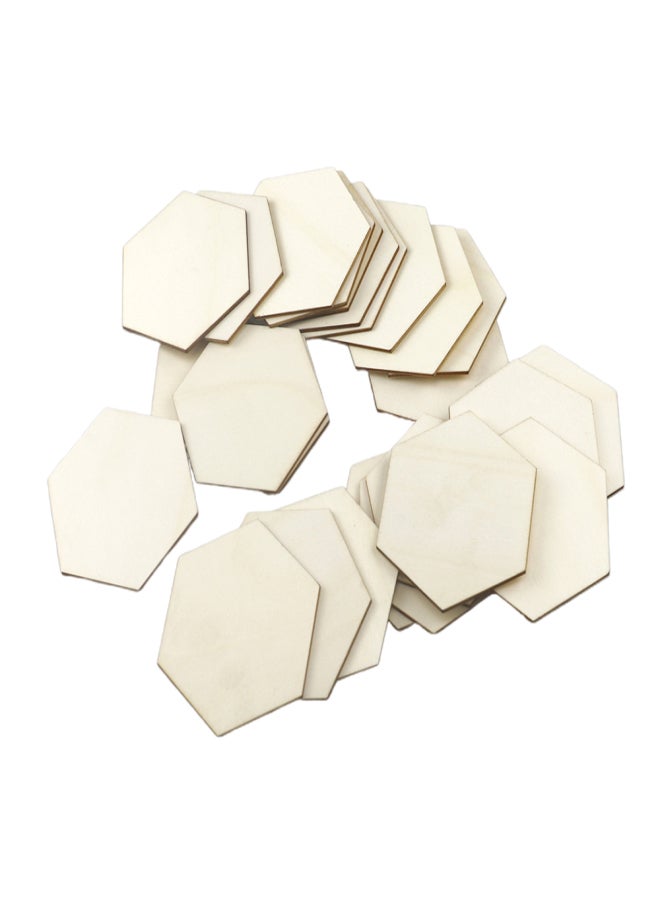 25Pcs Hexagon Wood Slices Polished P-endant Blank Name Labels for Wedding Party Decoration - Image 1