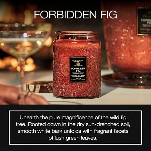 Voluspa Forbidden Fig, Large Candle Jar, 18 oz, 100 Hour Burn Time, Coconut Wax for Clean Burning, Handcrafted in the USA - Image 2
