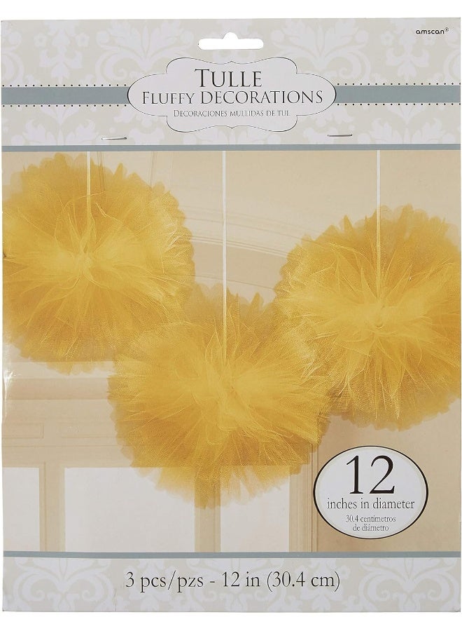 Amscan Gold Fluffy Tulle Decoration 3pcs - Image 1