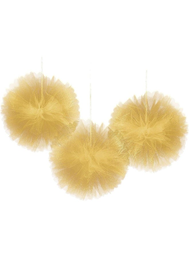 Amscan Gold Fluffy Tulle Decoration 3pcs - Image 2