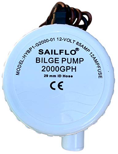 SAILFLO 2000 GPH Fully Submersible 12 Volt Electric Bilge Pump - 1-1/8 dicharge hose outlet - Heavy-Duty, Water-Cooled Motor with Snap Lock Strainer Base for Easy Installation - Image 4
