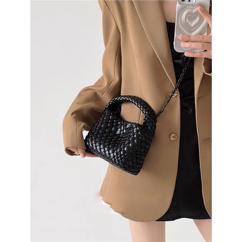 Hand-Woven Bags for Women, Small Bags, Versatile Mini Handbags, Mini Shoulder Crossbody Bucket Bags - Image 5