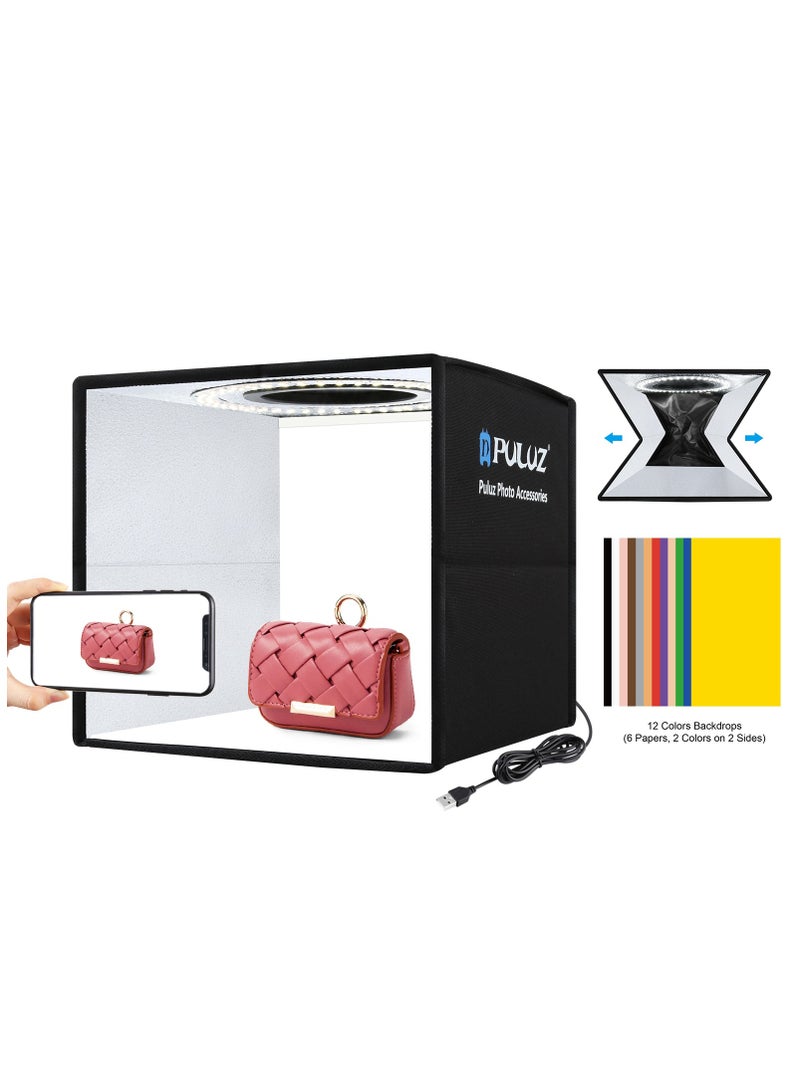 PULUZ 9.8 inch Foldable Portable Photography Light Box,Lighting Studio Shooting Tent Box with 12 Colors Backdrops  - Image 1