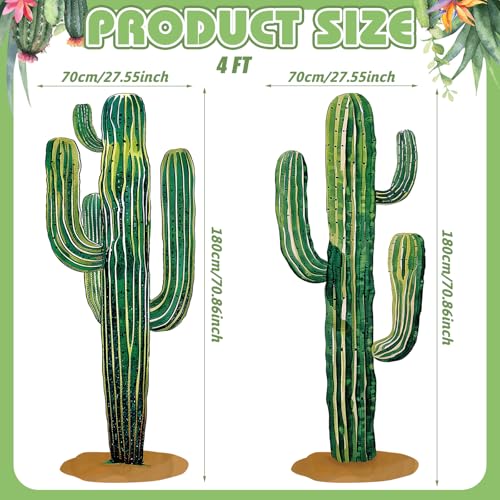 Janlaugh 2 Pcs 4 Feet Large Boho Cactus Wall Decor Jointed Cactus Cutouts Wall Stickers Tropical Cacti Home Decals Stickers DIY Bohemian Green Botanical Decorations for Classroom Bedroom - Image 3