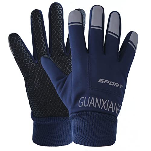 ZaySoo Full Finger Cycling Gloves for Men and Women - Touchscreen Enabled - BlueWhite - Image 1