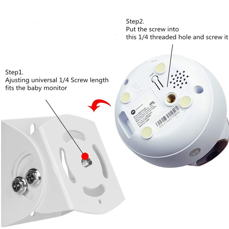 GUCHO Baby Monitor Wall Mount for Infant Optics DXR-8,Adjustable Angle Mounting Brackets for Motorola,Babysense,HelloBaby and Most Universal Camera Stand Indoor Wide Angle Aluminum Alloy Material(White) - Image 5