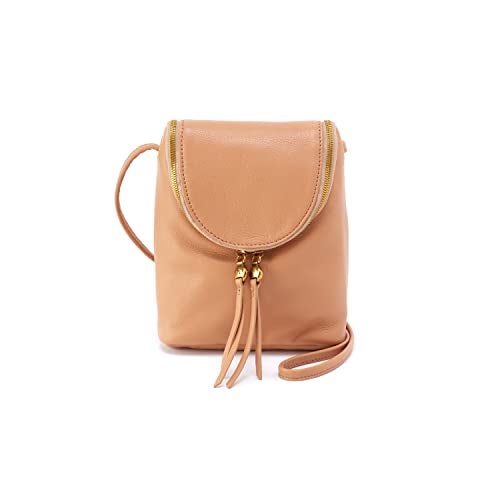 HOBO Fern Leather Crossbody Purse with Adjustable Strap, Exterior Slip Pocket, Double Zip Closure - Perfect for Travel, Sandstorm - Image 1