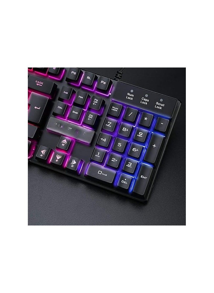 Generic - Wired Gaming Keyboard and Mouse Combo – USB Connection – Multi-Color LED Backlight (Rainbow) – Black - Image 1