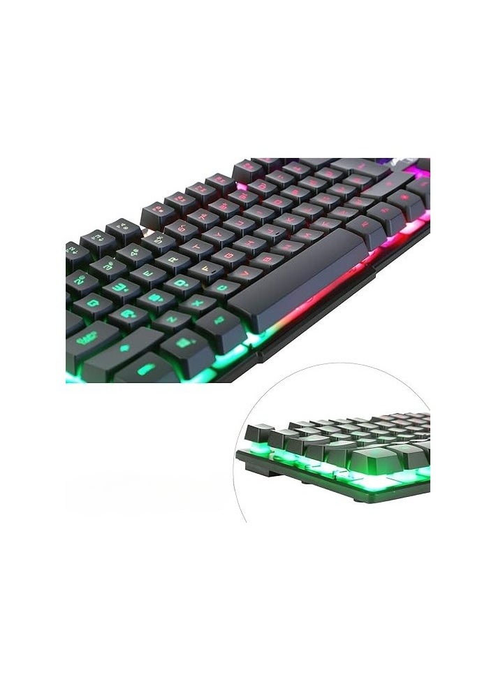 Generic - Wired Gaming Keyboard and Mouse Combo – USB Connection – Multi-Color LED Backlight (Rainbow) – Black - Image 1