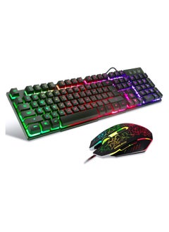 Generic Wired Gaming Keyboard and Mouse Combo – USB Connection – Multi-Color LED Backlight (Rainbow) – Black  - Image 1