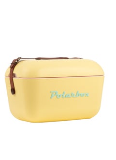 Polarbox Polarbox® 20 L Ice Box - For Outdoor Use - Portable - For Drinks And Food - Storage Box - Classic - Yellow/Cyan Cooler with Brown Leather Strap  - Image 1