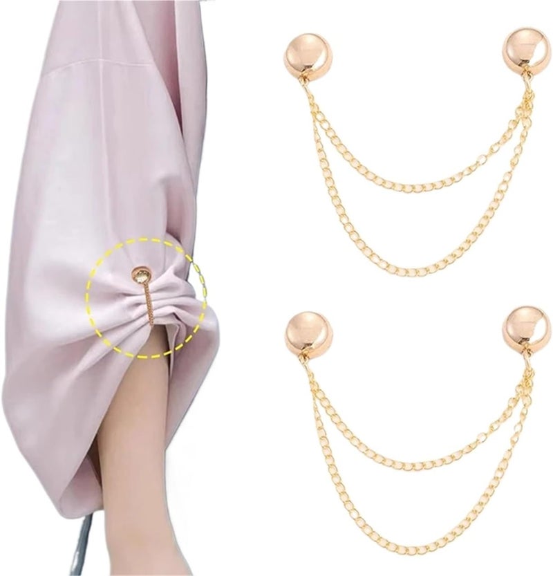 Hem Clips For Pants 12pcs Magnetic Clothing Clip With Chain Metal Jean Buttons Clothes Scarf Trouser Legs Cuff - Image 1