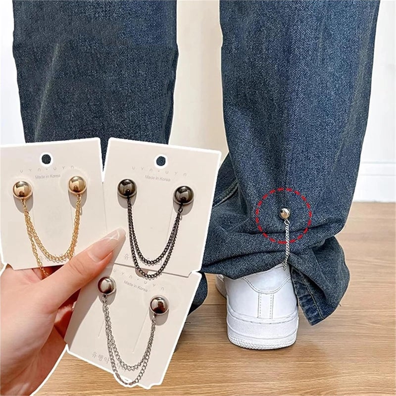 Hem Clips For Pants 12pcs Magnetic Clothing Clip With Chain Metal Jean Buttons Clothes Scarf Trouser Legs Cuff - Image 2