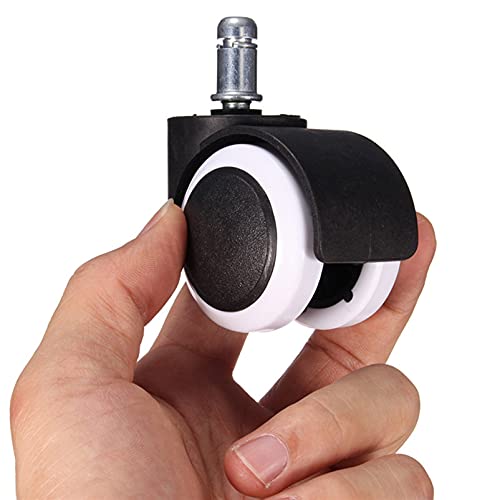 Finch Fox Premium Pin Twin Caster (Wheels) for Office Chairs/Furniture (Black & White) Color - (Set of 5) Pieces By Finch Fox - Image 3