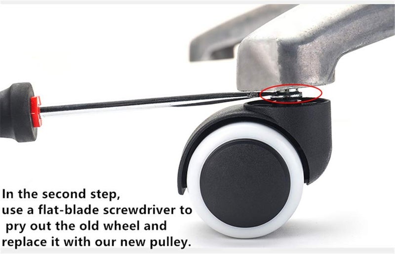 Finch Fox Premium Pin Twin Caster (Wheels) for Office Chairs/Furniture (Black & White) Color - (Set of 5) Pieces By Finch Fox - Image 2