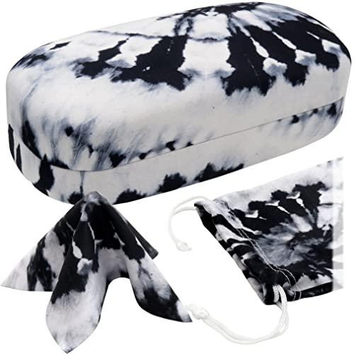 MyEyeglassCase - Oversized Sunglasses Case - Women Extra Large Eyeglasses Case in tie dye Microfiber Print - Glasses Rectangle Case for Straight Frames w/Drawstring Pouch & Cloth (AS505 Tie Dye) - Image 1