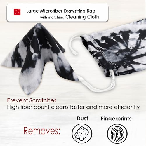 MyEyeglassCase - Oversized Sunglasses Case - Women Extra Large Eyeglasses Case in tie dye Microfiber Print - Glasses Rectangle Case for Straight Frames w/Drawstring Pouch & Cloth (AS505 Tie Dye) - Image 5