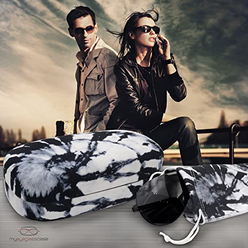 MyEyeglassCase - Oversized Sunglasses Case - Women Extra Large Eyeglasses Case in tie dye Microfiber Print - Glasses Rectangle Case for Straight Frames w/Drawstring Pouch & Cloth (AS505 Tie Dye) - Image 2