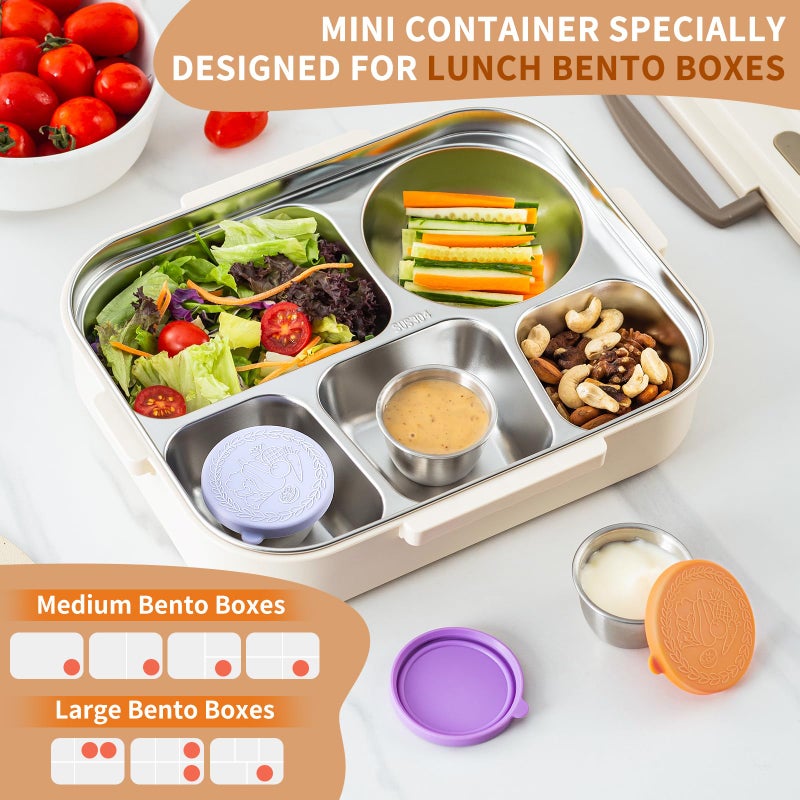 SANEXC 8 Pack - 2.4 Oz Small Salad Dressing Containers To Go, Leakproof Condiment Containers with Lids Reusable Stainless Steel Sauce Cups for Lunch Boxes Kitchen Storage Picnics Travel Meal Prep - Image 5