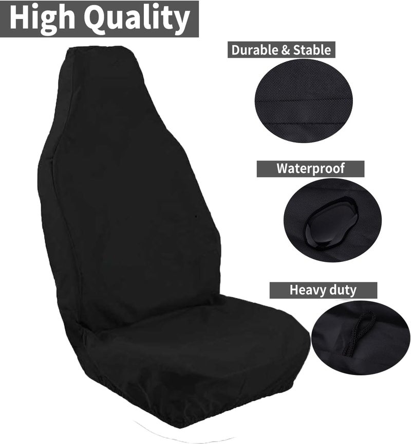 CICMOD Heavy Duty Universal Waterproof Car Seat Covers - 2PCS Black - Image 3