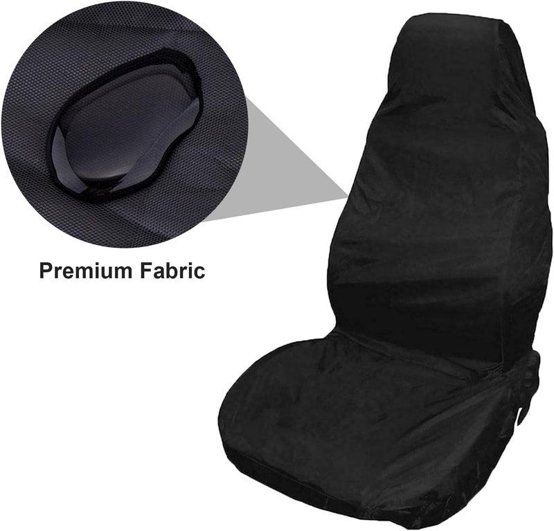 CICMOD Heavy Duty Universal Waterproof Car Seat Covers - 2PCS Black - Image 4