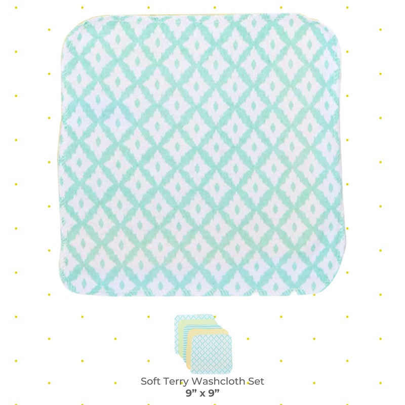 Spasilk Washcloth Wipes Set for Newborn Boys and Girls, Soft Terry Washcloth Set, Pack of 10, Green Diamonds - Image 2