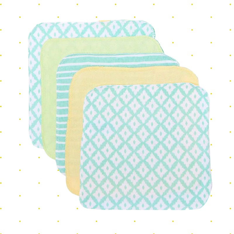 Spasilk Washcloth Wipes Set for Newborn Boys and Girls, Soft Terry Washcloth Set, Pack of 10, Green Diamonds - Image 3