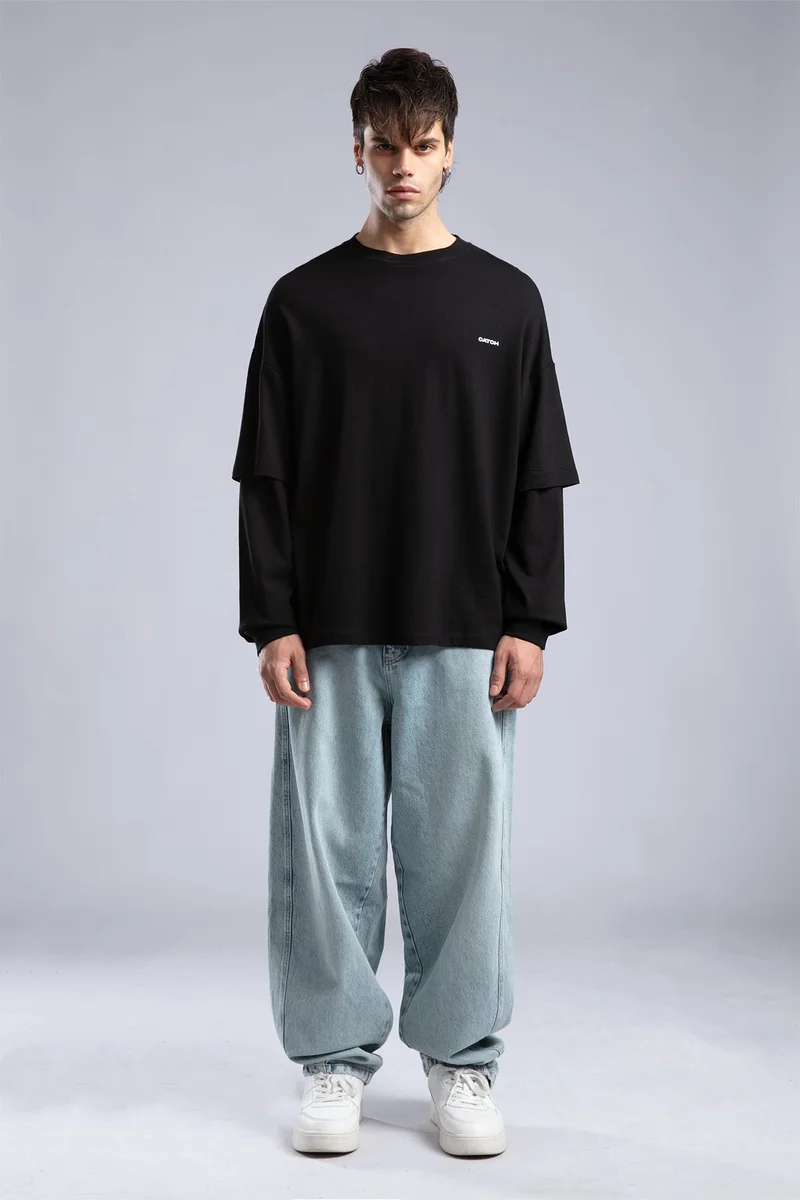 Catch Minimalist Logo Detail Basic Slim Sweatshirt