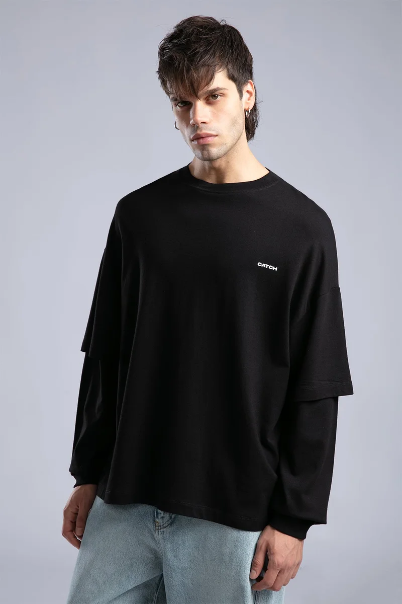 Catch Minimalist Logo Detail Basic Slim Sweatshirt
