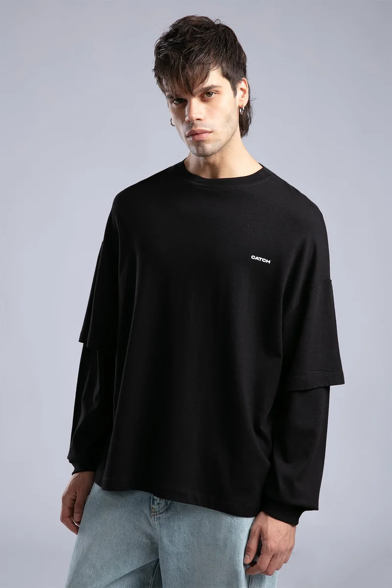 Catch Minimalist Logo Detail Basic Slim Sweatshirt