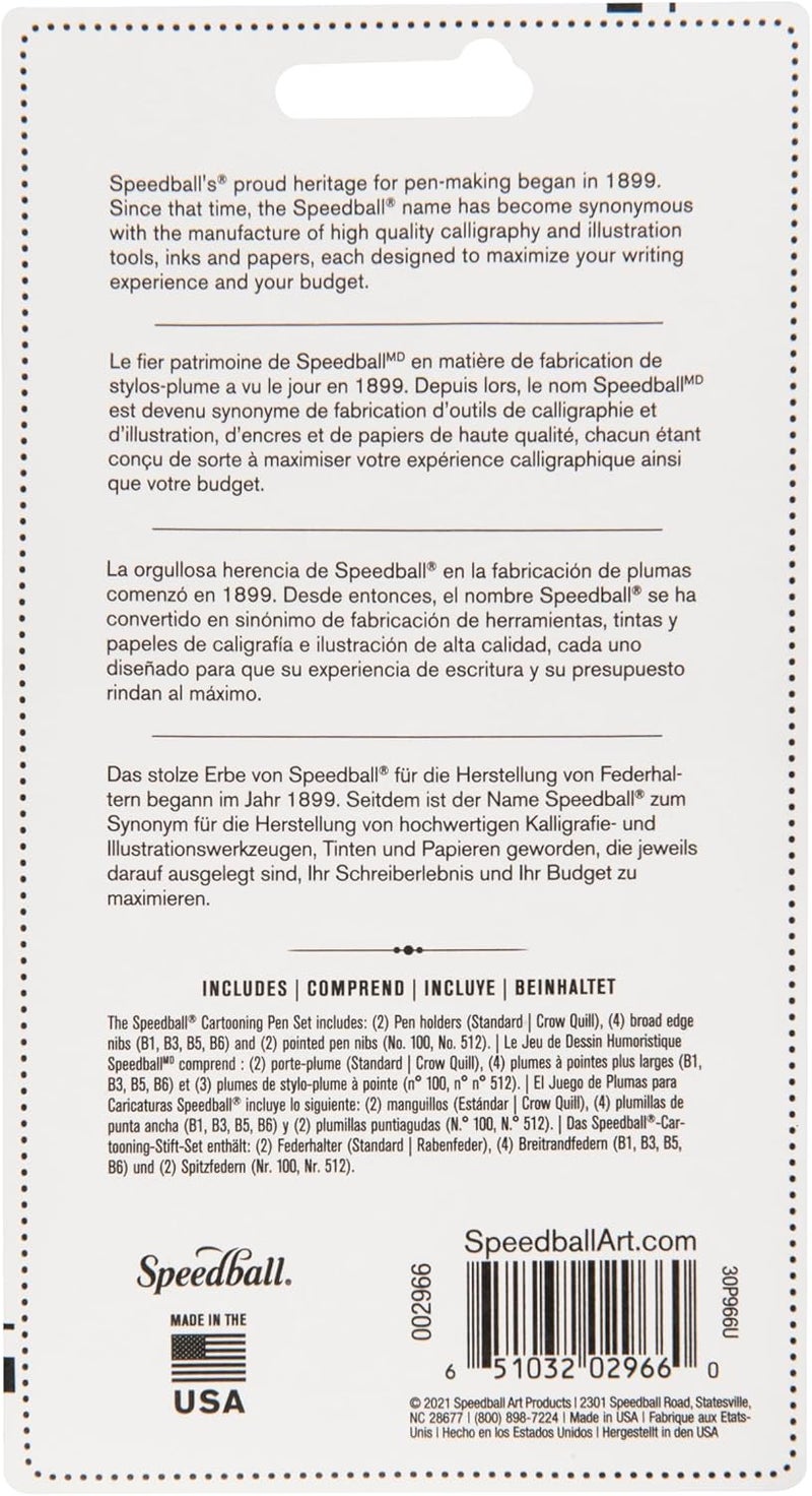 Speedball Cartooning Art Products Set - 8 Piece Drawing Pen Set with Nibs and Holders - Image 2