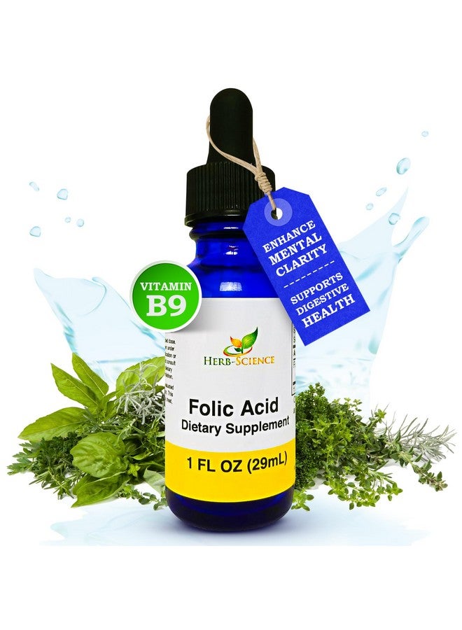 Herb-Science Liquid Vitamin B9 Folic Acid Supplements - VIT B Drops for Brain & Digestive Function, Liver Support - Gluten-Free, Non-GMO, Vegan - Nutritional Supplement for Adults - 1 fl. oz. - Image 2