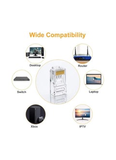 XLT Cat6 RJ45 Ethernet Cable Crimp Connectors, UTP Network Plug for Solid Wire and Standard Cable - 100 pcs  - Image 5