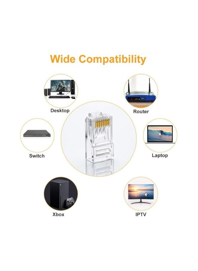 XLT Cat6 RJ45 Ethernet Cable Crimp Connectors, UTP Network Plug for Solid Wire and Standard Cable - 100 pcs  - Image 5