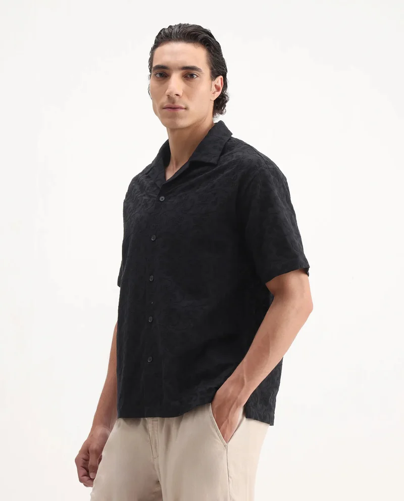 Rare Rabbit Men's Embroidered Boxy Fit Shirt