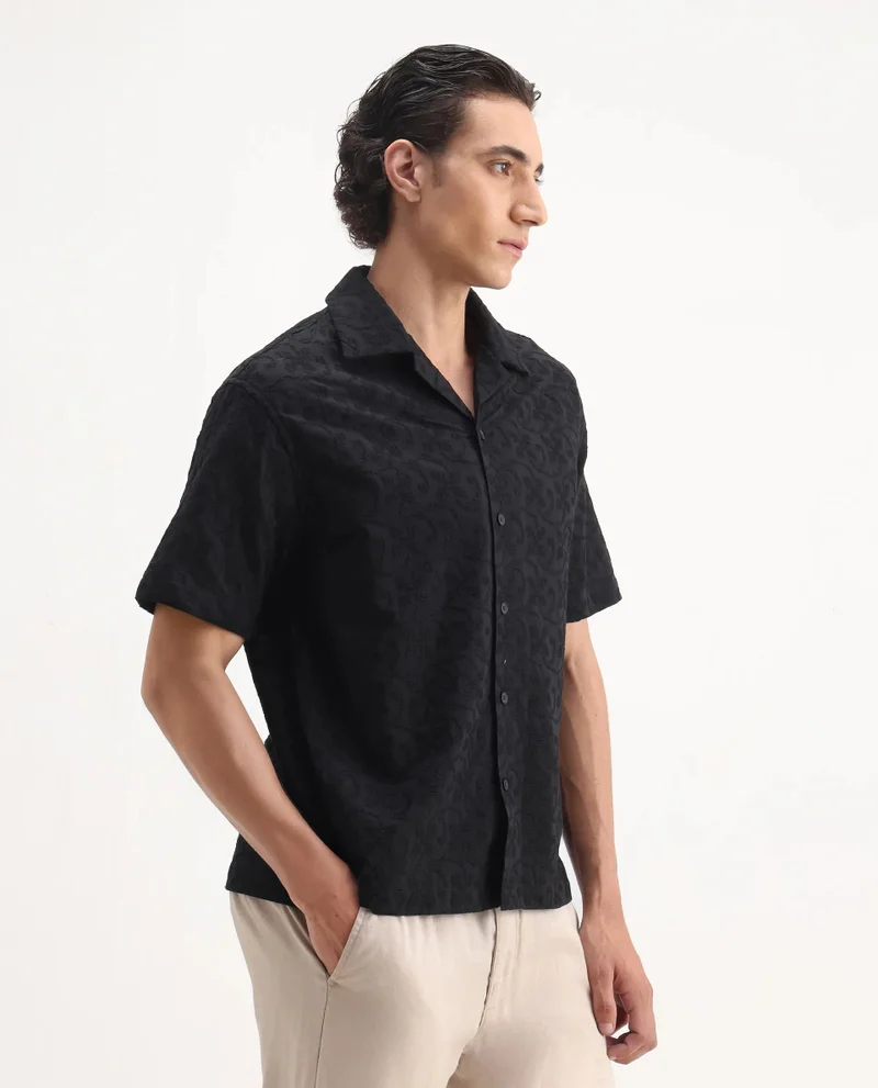 Rare Rabbit Men's Embroidered Boxy Fit Shirt