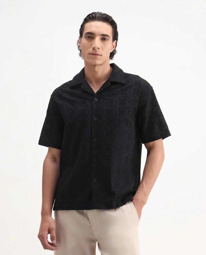 Rare Rabbit Men's Embroidered Boxy Fit Shirt