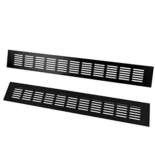 TTZEZE 2PCS Air Vent CoverTTZEZE Aluminium Alloy Rectangle Vent Covers for Home Wall Ceiling Floor Register Grille Register Ventilation Register Grille for Wardrobe Cabinet Bathroom Kitchen Black 60450mm - Image 1