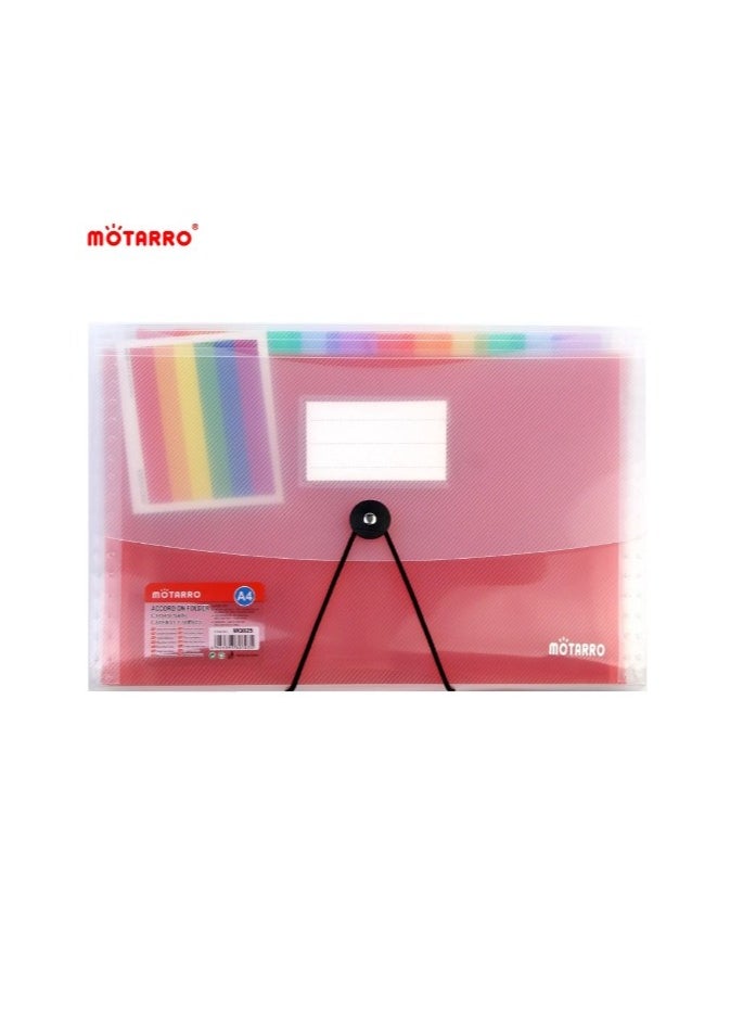 MOTARRO - A4 12 Pockets Accordian File Folder Twill Rainbow Organ Bag Paper Bill Receipt Document Organizer School Office Binder - Image 1