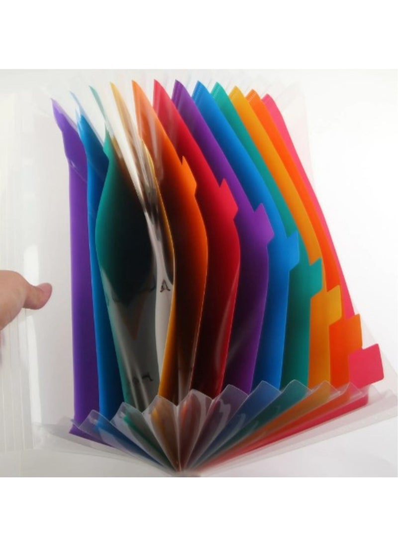 MOTARRO - A4 12 Pockets Accordian File Folder Twill Rainbow Organ Bag Paper Bill Receipt Document Organizer School Office Binder - Image 1