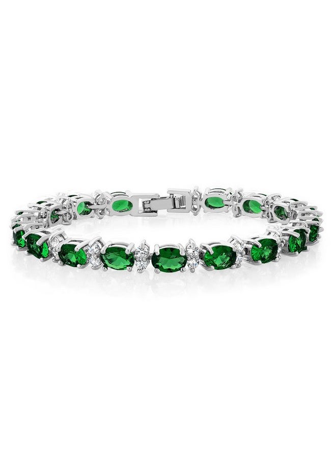 GEM STONE KING 20.00 Ct Gorgeous Oval And Round 7 Inch Sparkling Cubic Zirconia Cz Tennis Bracelet For Women  - Image 1