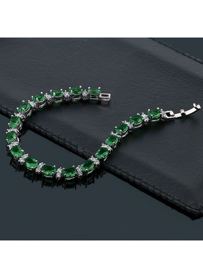 GEM STONE KING 20.00 Ct Gorgeous Oval And Round 7 Inch Sparkling Cubic Zirconia Cz Tennis Bracelet For Women  - Image 3