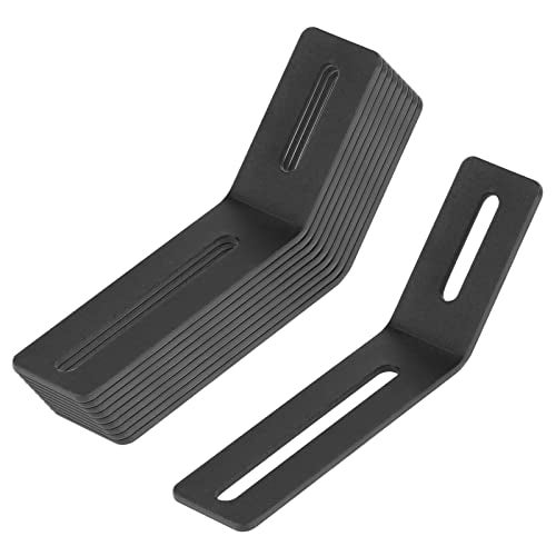 eoere 10 PCS 4" Flush Inside 45 Degree Angle Bracket, Black Adjustable Steel Corner Brace, Slot Hole Fits 1/4" Bolt, Thick 1/8" - Image 3