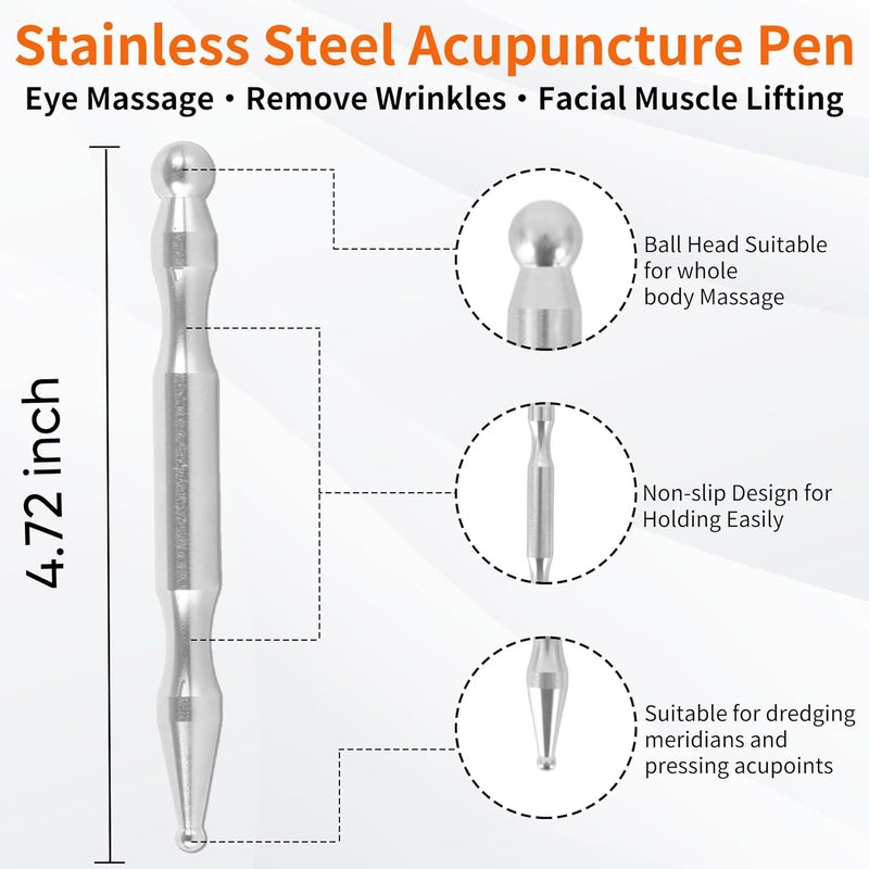 InfiniteRelax Stainless Steel Gua Sha and Acupuncture Pen Trigger Point Massager Tool Deep Tissue Acupuncture for Muscle Tension and Pain Relief Full Body Use Reflexology Tools - Image 2