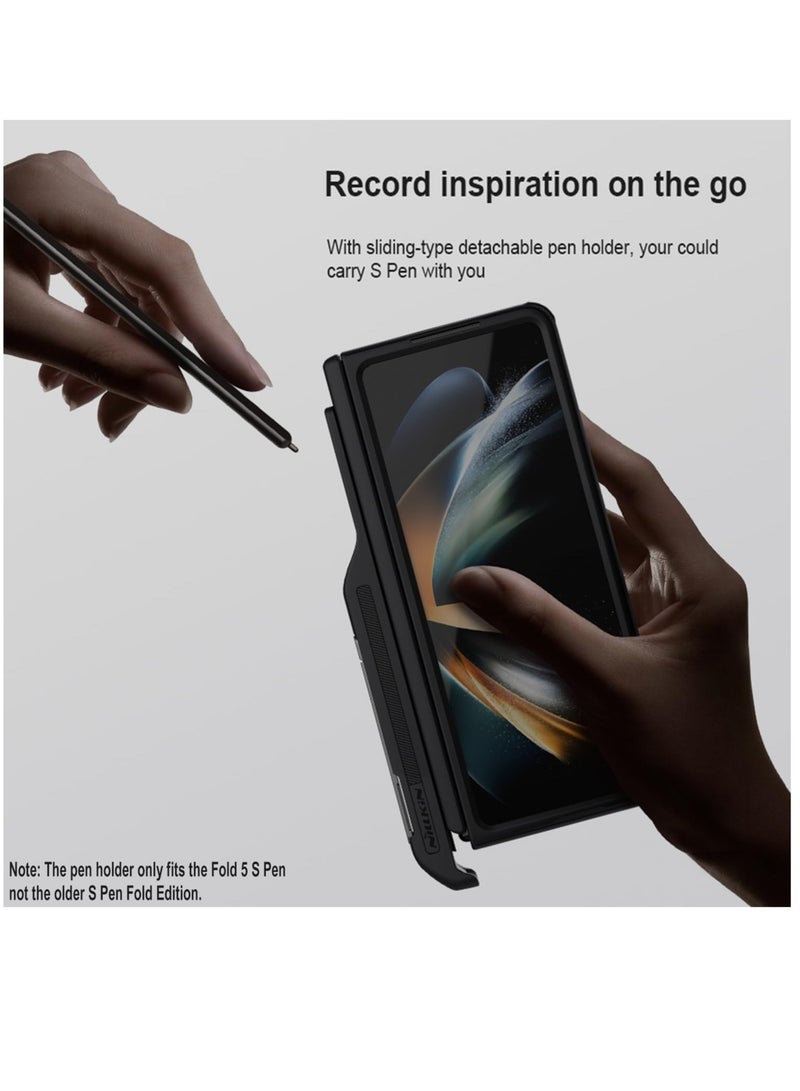 SOLARAE For Samsung Galaxy Z Fold 5 Case with New Slim S Pen Holder & Metal Camera Cover,Hinge Protection with Hidden Kickstand Phone Case for Samsung Galaxy Z Fold 5, 2023, Black - Image 3