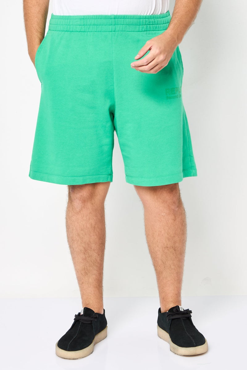 Replay Men Regular Fit Brand Logo Basic Shorts, Green - Image 1