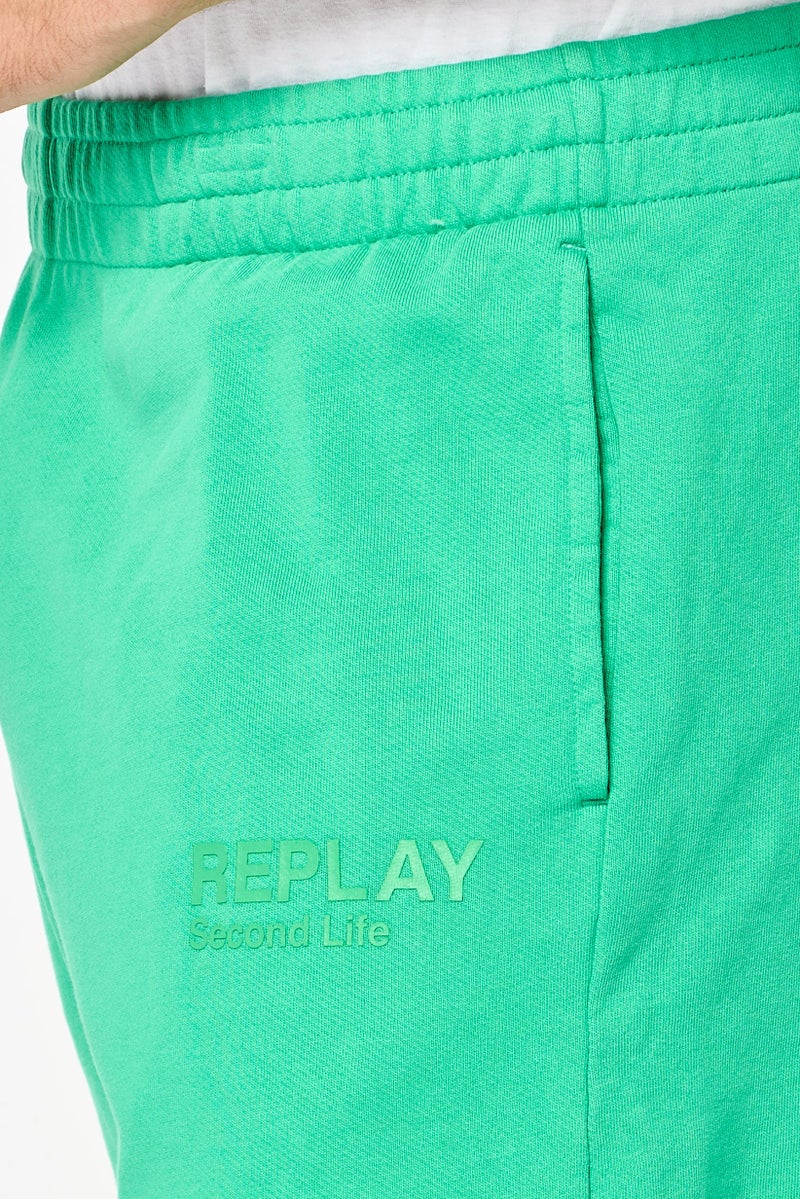 Replay Men Regular Fit Brand Logo Basic Shorts, Green - Image 3